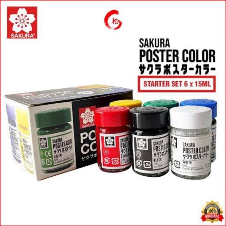 

SAKURA POSTER COLOR STARTER PACK PRIMARY COLOR SET CAT AIR DALAM BOTOL KACA AST