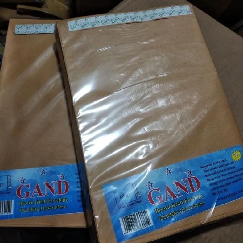 

Amplop Coklat polos Folio Seal/Lem Gand ( 1pak/100pcs ) AST