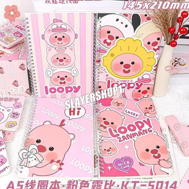 

[READY] loopy Capybara Notebook A5 1 Paket 4 Pcs Buku Diary Aesthetic Buku Jurnal Aesthetic Sekolah 60 Lembar AST