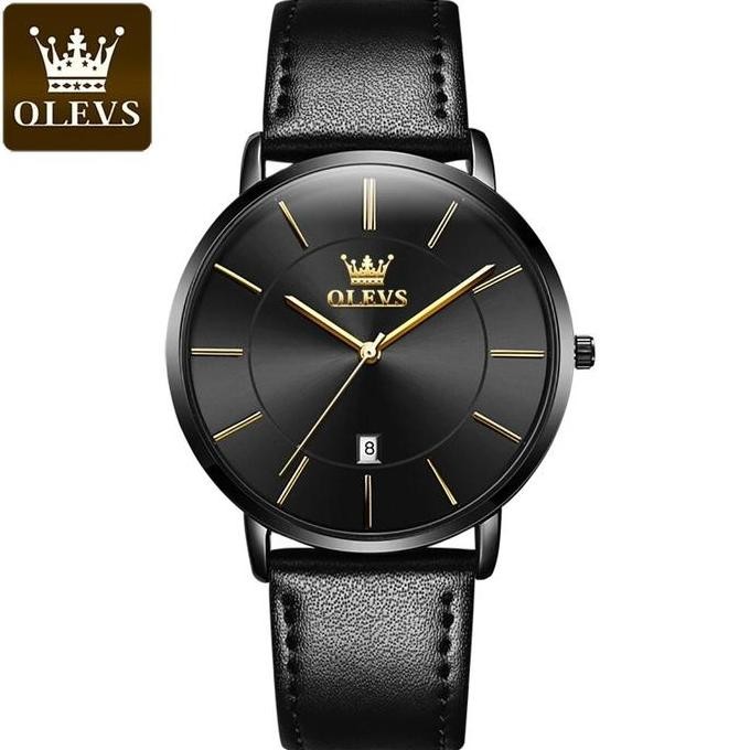 Tersedia OLEVS Jam Tangan Pria Original Anti Air Tali Kulit Tahan Sport Analog Keren Minimalis yang 