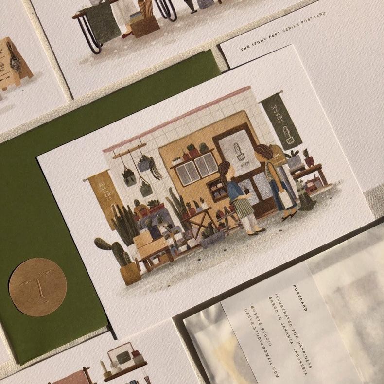 

The Itchy Feet // Postcard with Avocado Envelope AST