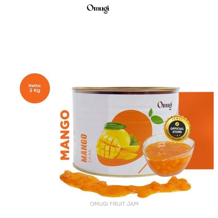 

Tersedia OMUGI Fruit Jam Selai Filling Buah Asli Import (40% Daging Buah Asli ) 2 Kg Selai Omugi Rasa Mango Mangga