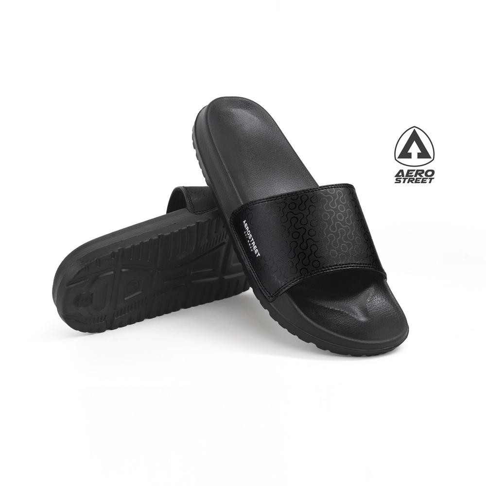 Promo Aerostreet 39-44 Davion Hitam Hitam - Sandal Selop Pria Wanita Baaaa Er-56