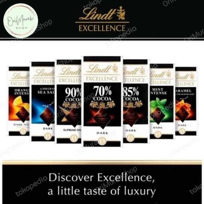 

Lindt Excellence Dark Chocolate Coklat Hitam Mint Orange Milk Sea Salt