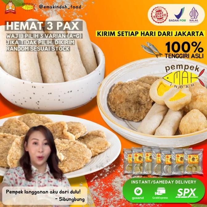 

Pempek Mpenak Palembang Asli Ikan Tenggiri - Paket Hemat Mix 3 Pax