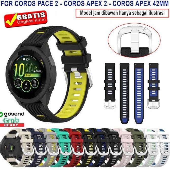 Tersedia STRAP TALI JAM FOR COROS PACE 2 - COROS APEX 2 - COROS APEX 42MM MODEL GM TWOTONE RUBBER 20