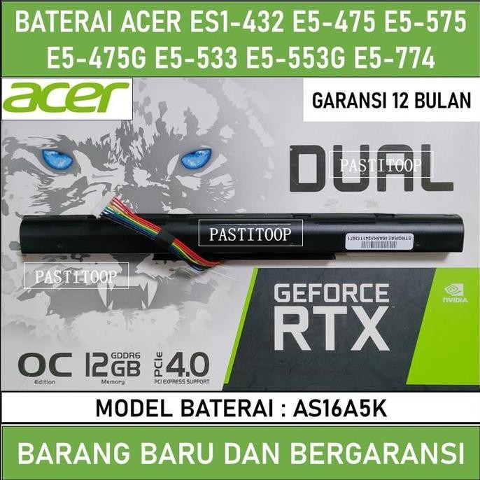 Original Baterai Laptop Acer Aspire Es 14 Es1-432 Series As16A5K New Stok