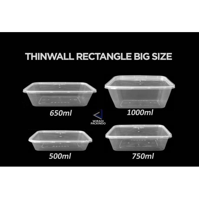 (Allthebest) Kotak Nasi 1000ml - Thinwall Persegi Panjang 1000 ml GROSIR