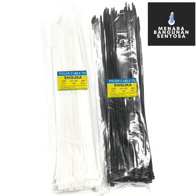 

Kabel Ties 3.6 X 300 Mm (30 Cm) / Kabel Tis Tali Sabuk Pengikat (Isi 100) Hitam Putih Co