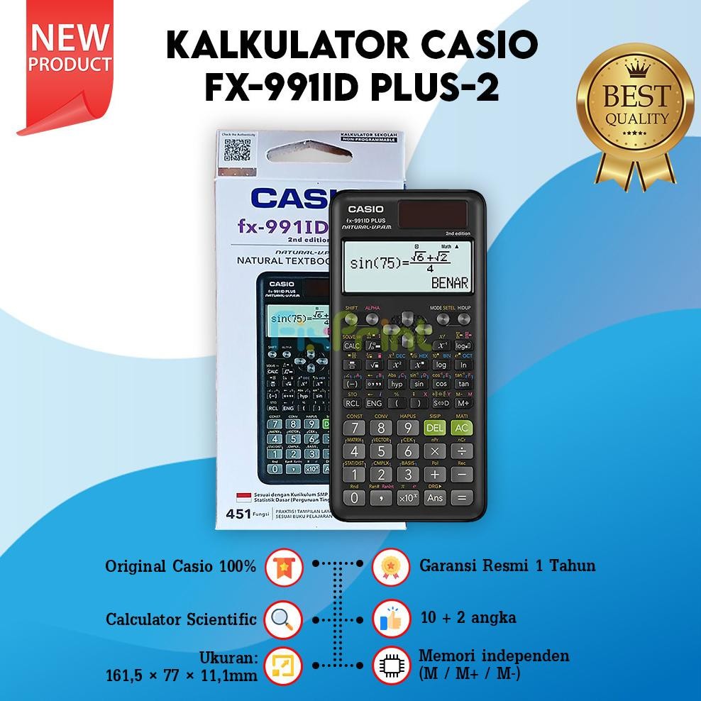 

Kalkulator Casio Scientific fx-991ID PLUS-2 Calculator Ilmiah Lengkap FX 991ID PLUS 2 New Original
