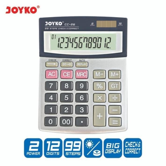 

joyko 1 buah Kalkulator cc 26 calculator kecil 12 digit a3 cc26 cc-26 baterai AAA per pcs - enc.sup