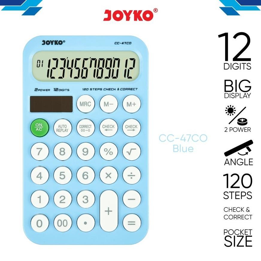 

Joyko Calculator CC-47CO / Kalkulator 12 Digits / Check Correct / Kalkulator Meja Kantor Office