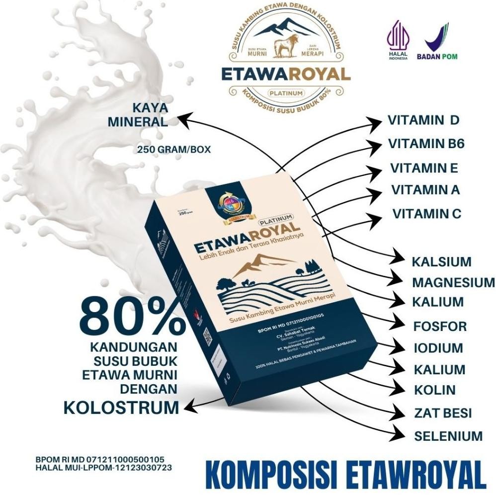 

Etawaroyal Platinum - Perubahan Merk Etawaplus Platinum Asli - Susu Kambing Etawa Untuk Sesak Nafas, Ashma, Nyeri Sendi Dan Osteoporosis