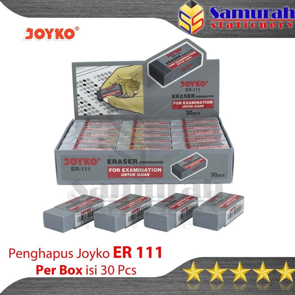 

Penghapus Pensil Joyko ER 111 Abu Untuk Ujian 1 Box isi 30 pcs / Stip Eraser ER111 For Exam / Hapusan ER-111