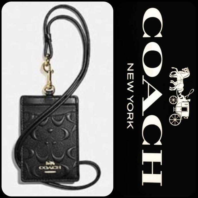 

Gantungan Id Card Holder Lanyard Black Signature Embossed Metal Logo Original Fo Co