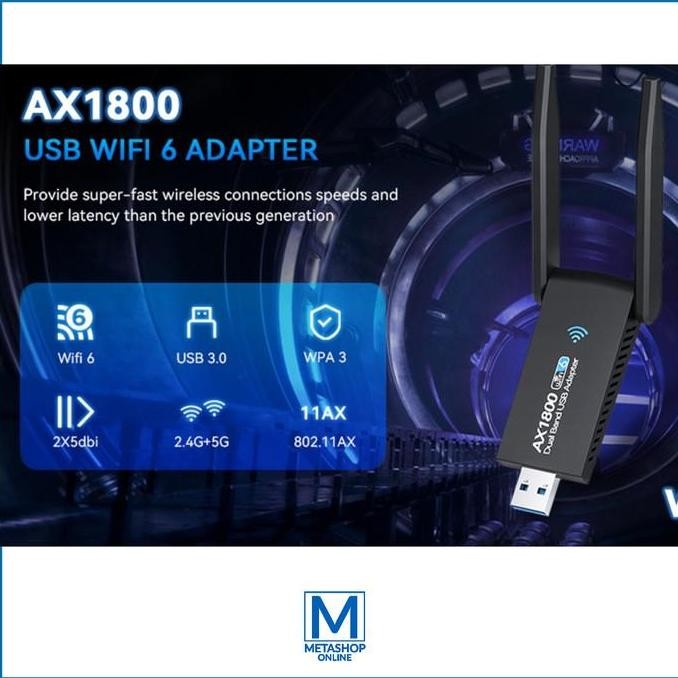 Usb 1800 Mbps Wifi 6 Dual Band 2.4Ghz 5Ghz Wireless Dongle Adapter New Stok