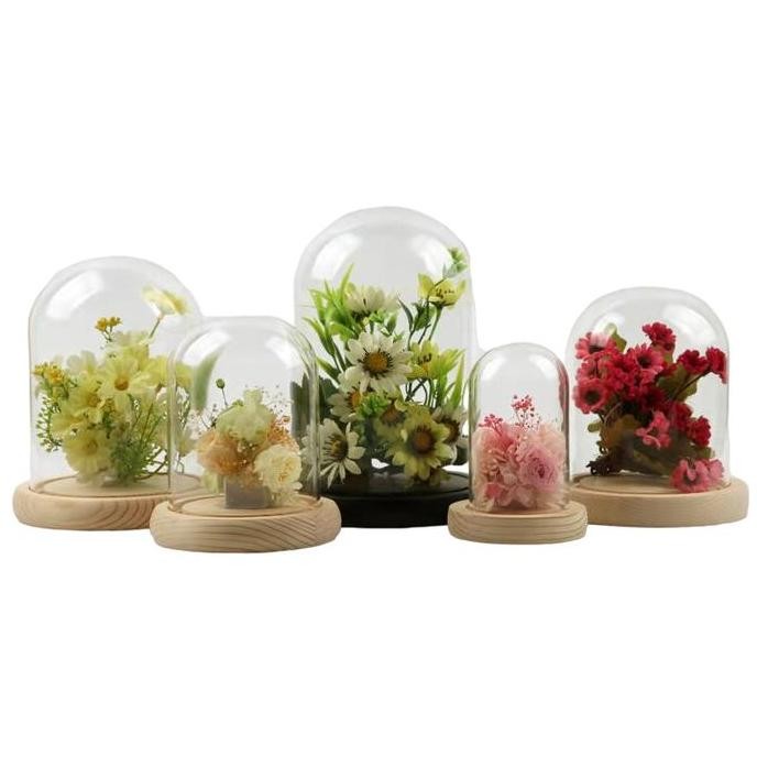 (Allthebest) Flower Glass Dome Classic / Kubah Kaca Bunga / Kubah Display Kaca Transparan / Display 