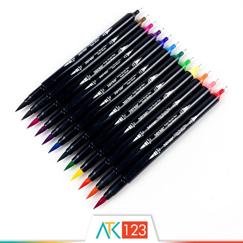 

Pulpen / Pena / Spidol Kuas Warna / Color Brush Pen Set Dual / Double Tip 12 Warna / Colors Joyko CLP-13