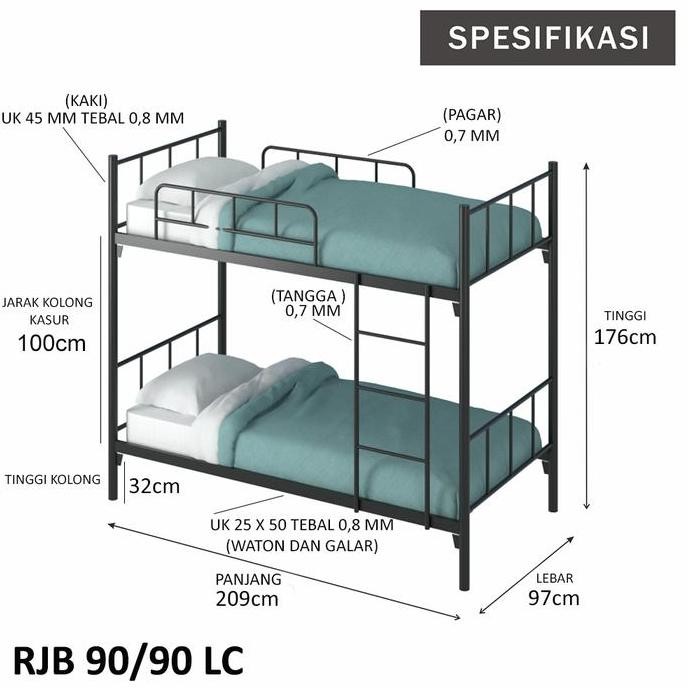Ranjang Tingkat Besi |Ranjang Susun Minimalis|Kasur Tingkat |90/120