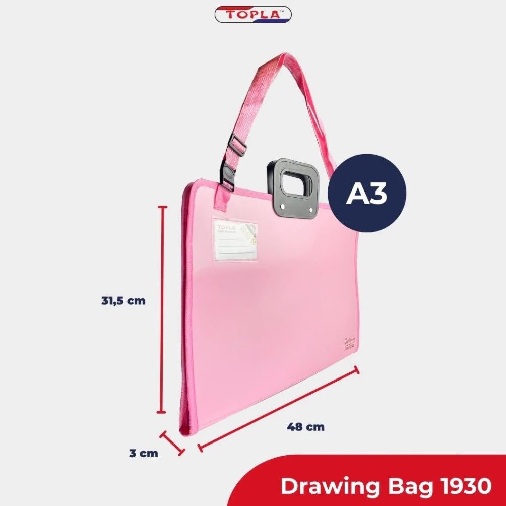 

TOPLA Drawing Bag DB-1930 Tas Map Portofolio Zipper Art Bag A3 Warna Pastel Murah