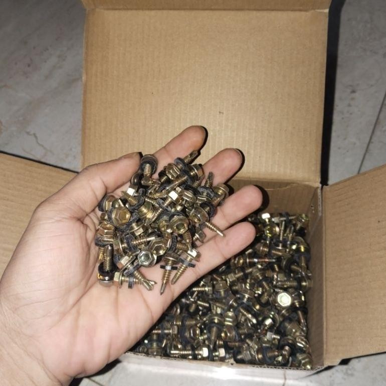 baut roofing baja ringan kuning 1220 500 pcs 1 kotak baut roofing baja ringan
