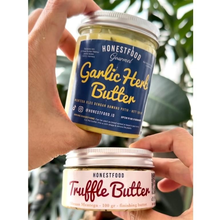 

HONESTFOOD Bundling Garlic Butter & Truffle Butter, Mentega Bawang Putih, Mentega Jamur Truffle Hitam, Bumbu Steak, Bumbu Pasta