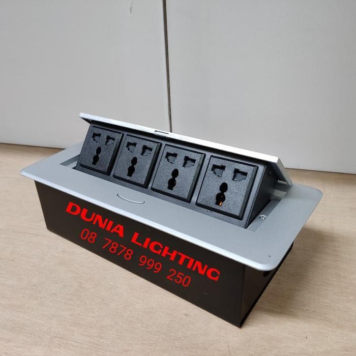 Stop Kontak Meja Flip Up 4 Stop / Colokan Steker Meja 4 Lubang Original Dan Terpercaya