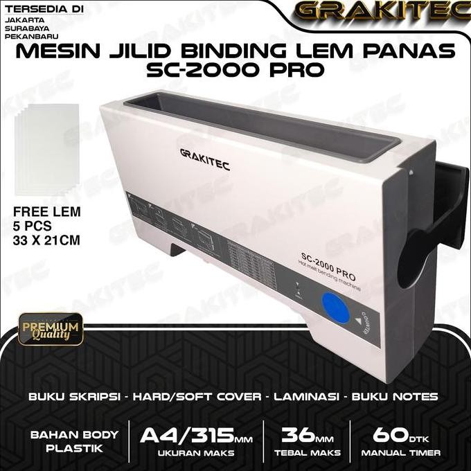 

SALE Grakitec Mesin Jilid Buku Bending SC-2000 A4 Lem Panas Bending Kualitas Premium / Penerbit ( Mesin Binding untuk jilid percetakan)