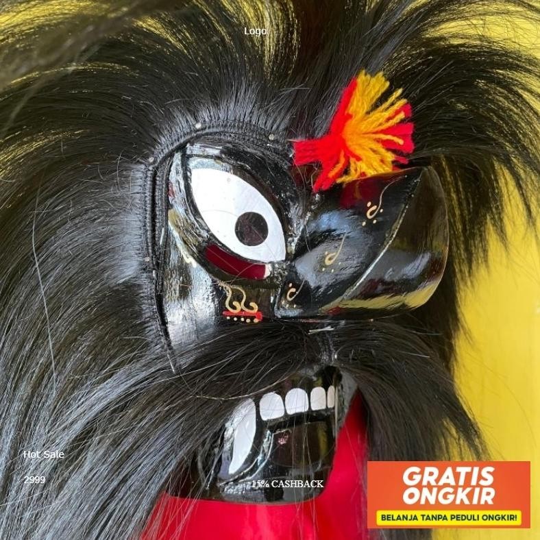 [Termurah] Topeng Ganongan Anak Hitam Seram Asli Ponorogo Stok