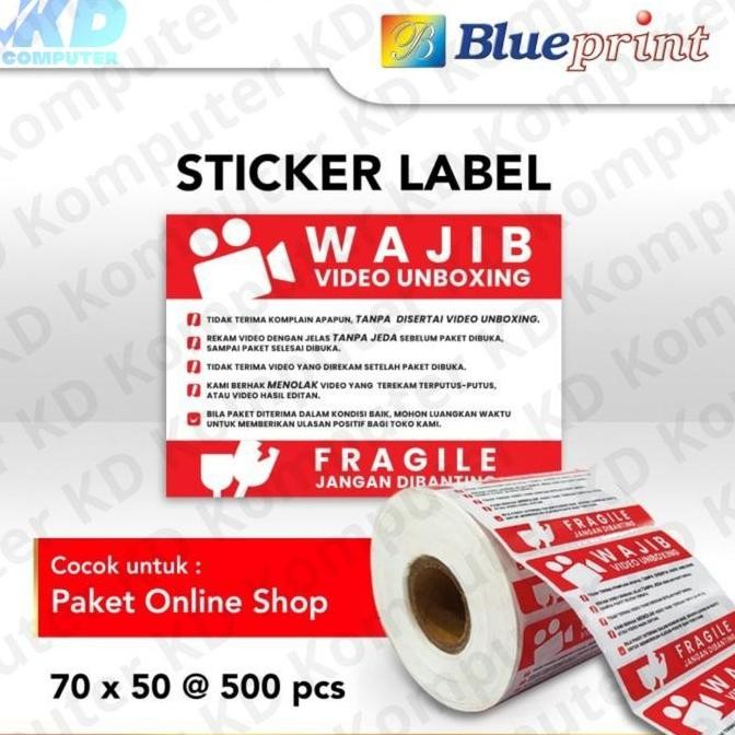 

HARGA DISKON Label Sticker Unboxing Fragile BLUEPRINT 70x50 mm isi 500