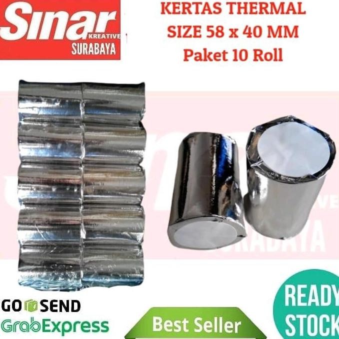 

MURAH KERTAS THERMAL STRUK 58 x 40 MM - PAKET 10 ROLL (KERTAS STRUK KASIR)