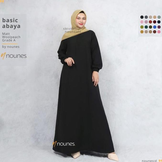 New- Nounes Basic Abaya Dress Gamis Daily Polos Wanita Muslim