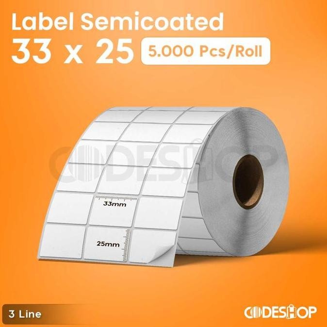 

JUAL LABEL BARCODE STICKER 33x25 mm ( 3 LINE ) with Gap | CORE KECIL