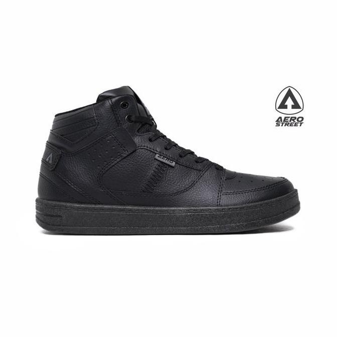 Aerostreet Hoops High All Black - Sepatu Sneaker Hitam Pria Wanita