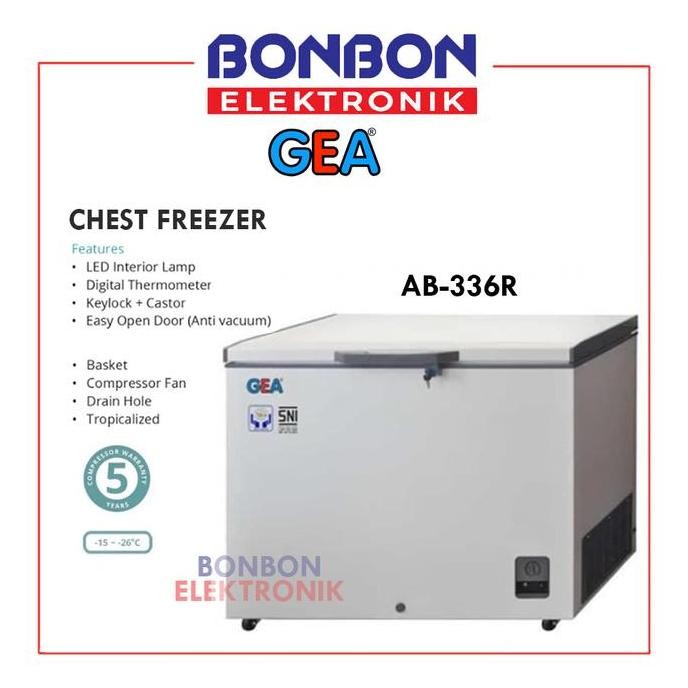 Murah Gea Chest Freezer Ab-336R / Ab 336 R 300L