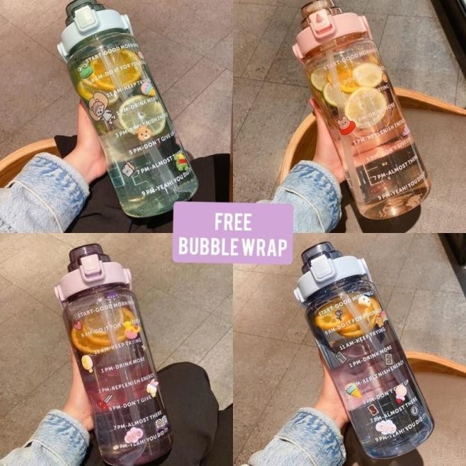 [Allthebest] Botol Minum VIRAL 2 L BENING / Botol Transparan Free Sticker 3D&2D