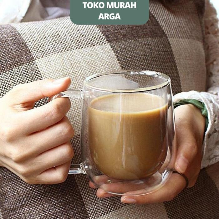 GELAS CANGKIR ANTI PANAS DINGIN DOUBLE CUP MUG CUP COFFEE GELAS CANGKIR KOPI TEH ANTI PANAS DINGIN D