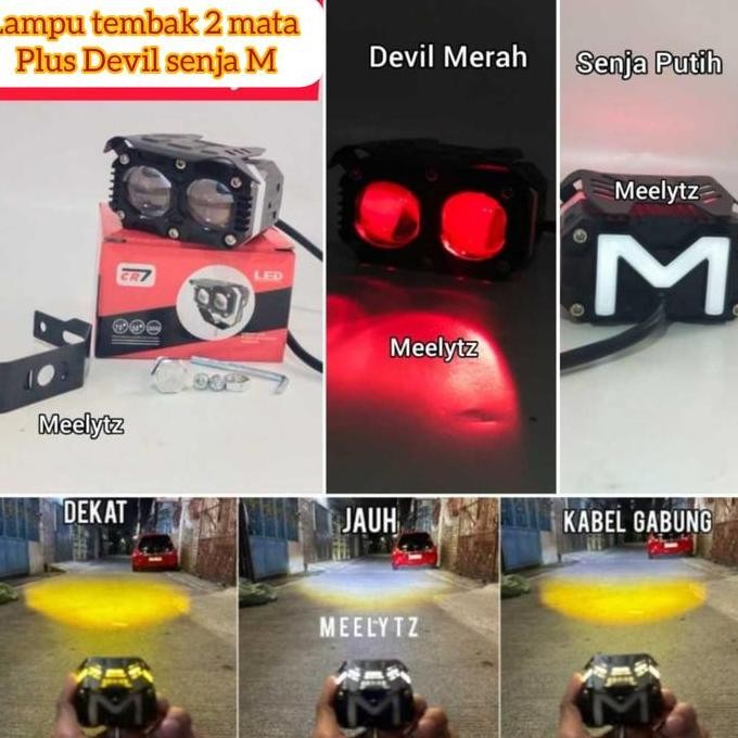 Tersedia Lampu Tembak 2 Mata CR7 Plus devil dan senja full alumunium Waterproof premium CS1072