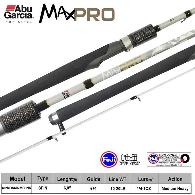 Tersedia ABU GARCIA Joran Pancing Spinning dan Baitcasting MAX PRO 180cm - 210cm Sambung 2 Carbon Fu