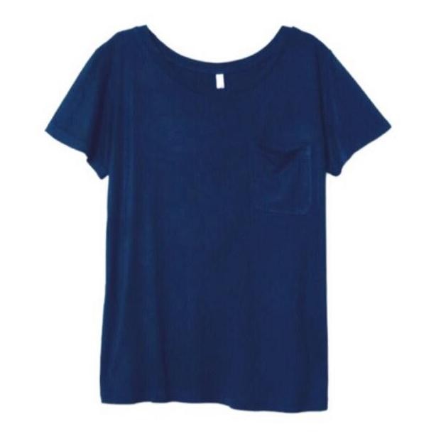 New Arrival !!! Kaos Wanita Hnm Basic Pocket Tee Navy  Murah Dongler Polos