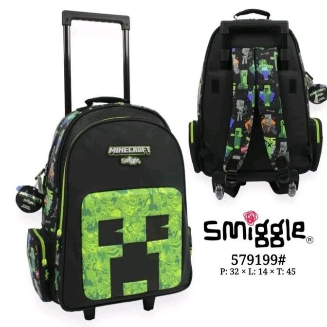 Tersedia Tas Trolley Minecraft Smiggle (roda lampu) / Tas koper anak/ kado