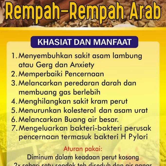 

Rempah Arab Plus Legen Kuning Untuk Asam Lambung Kronis & Sulit Tidur Kualitas Terbaik Harga Termurah