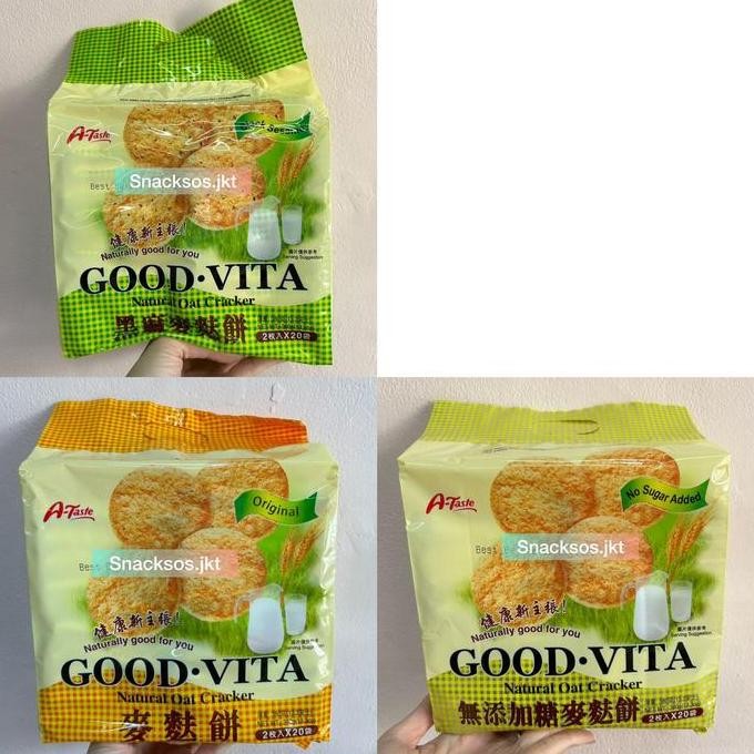 

A Taste Good Vita Natural Oat Cracker Original / Black Sesame / No Sugar Added - A-Taste Terbaru