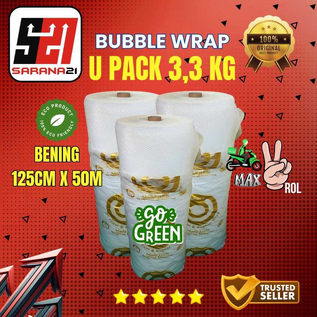 

Produk Baru!! Bubble Wrap Extra Luxury 3.3Kg 125x50m - U Pack Roll Bening Premium