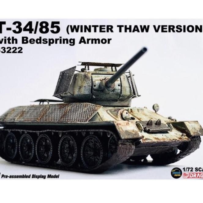 Diecast Tank T-34/85 Bedspring Armor Winter Thaw 1/72 By Dragon