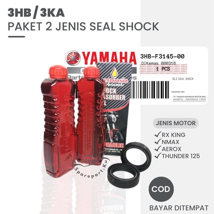 (Hemat) Yamaha 2 Pcs Oli Sok + 2 Pcs Seal Shok Depan Rx King Aerox Nmax Thunder 125 New Old / Paket 