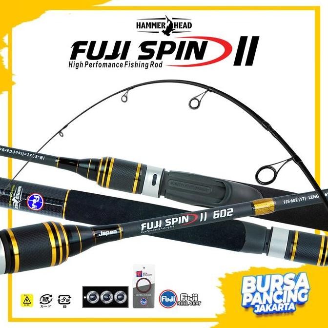Tersedia [ GRATIS SET KAIL SK6 ] HAMMERHEAD Joran Pancing Spinning FUJI SPIN II 562 - 602 Hi-Carbon 