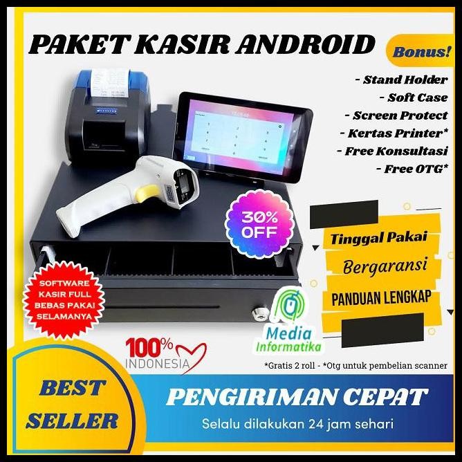 Terlaris Paket Alat Kasir Android Toko Retail Sembako Atk Distro Kosmetik Salon Good Quality