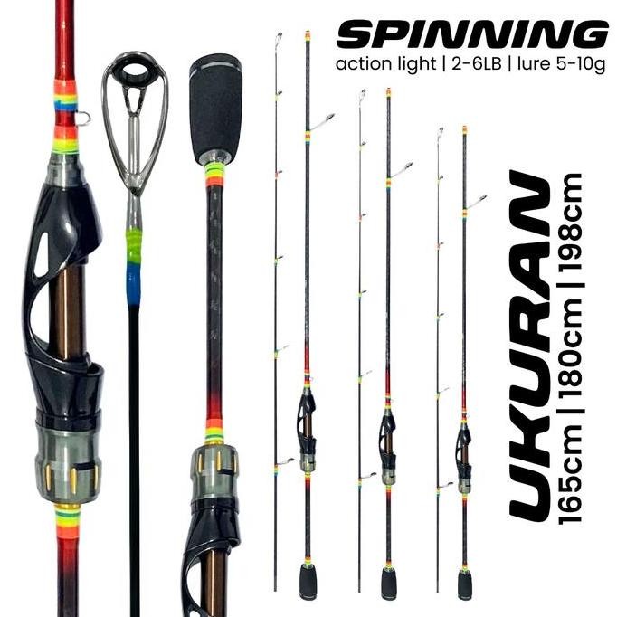 Tersedia Pusat Alat Pancing - Joran Spinning Lure Action Light Tongkat Pancing Red Rainbow Gen 2 / R