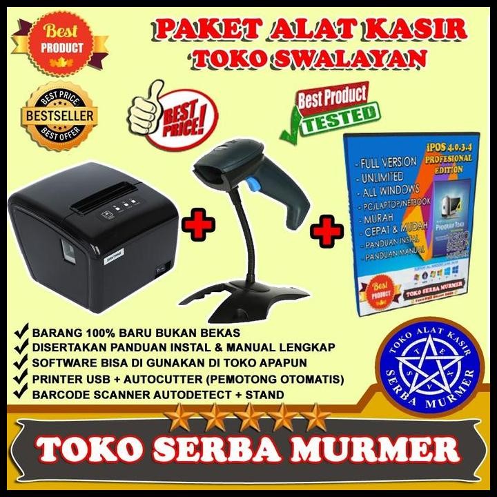 Terlaris Paket Kasir Lengkap Printer 80Mm Autocutter Barcode Autoscan Ipos 4 Good Quality